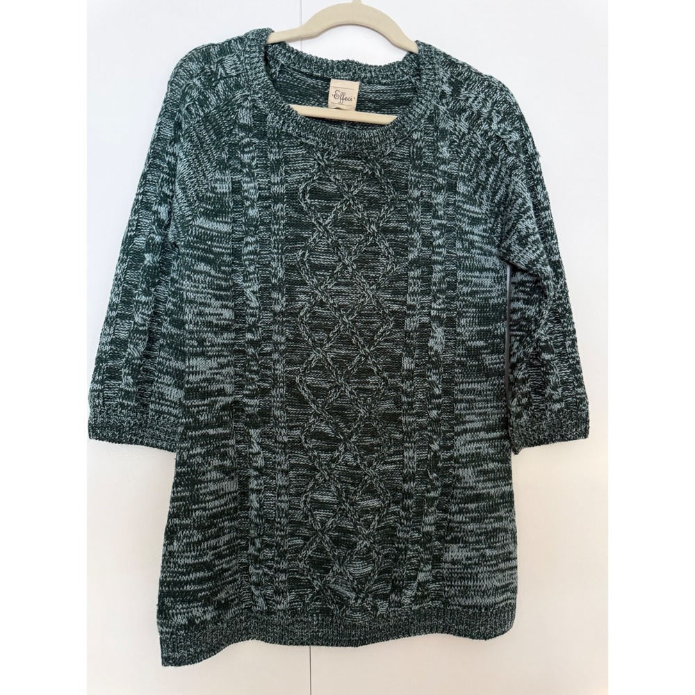 Effeci Women Cable Knit Sweater Dress Ponderosa‎ Pine Blue Mist Size S